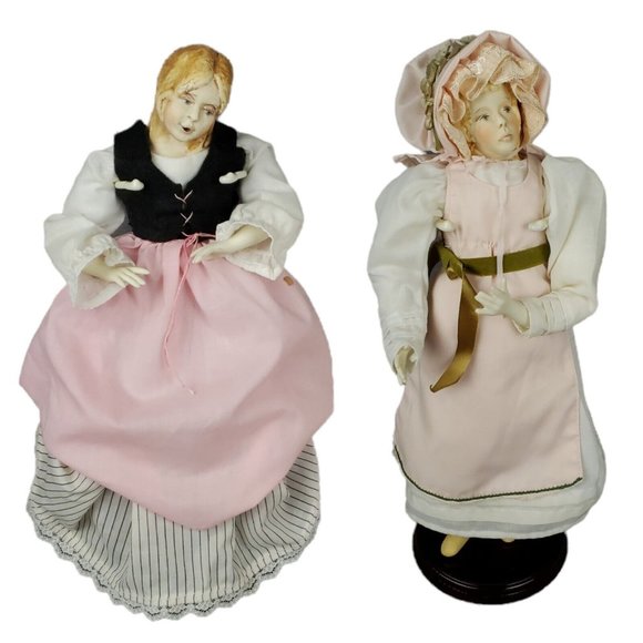 2 J Kazounis Francesca Dolls Handmade Porcelain Bisque Shepherdess Artist SIGNED